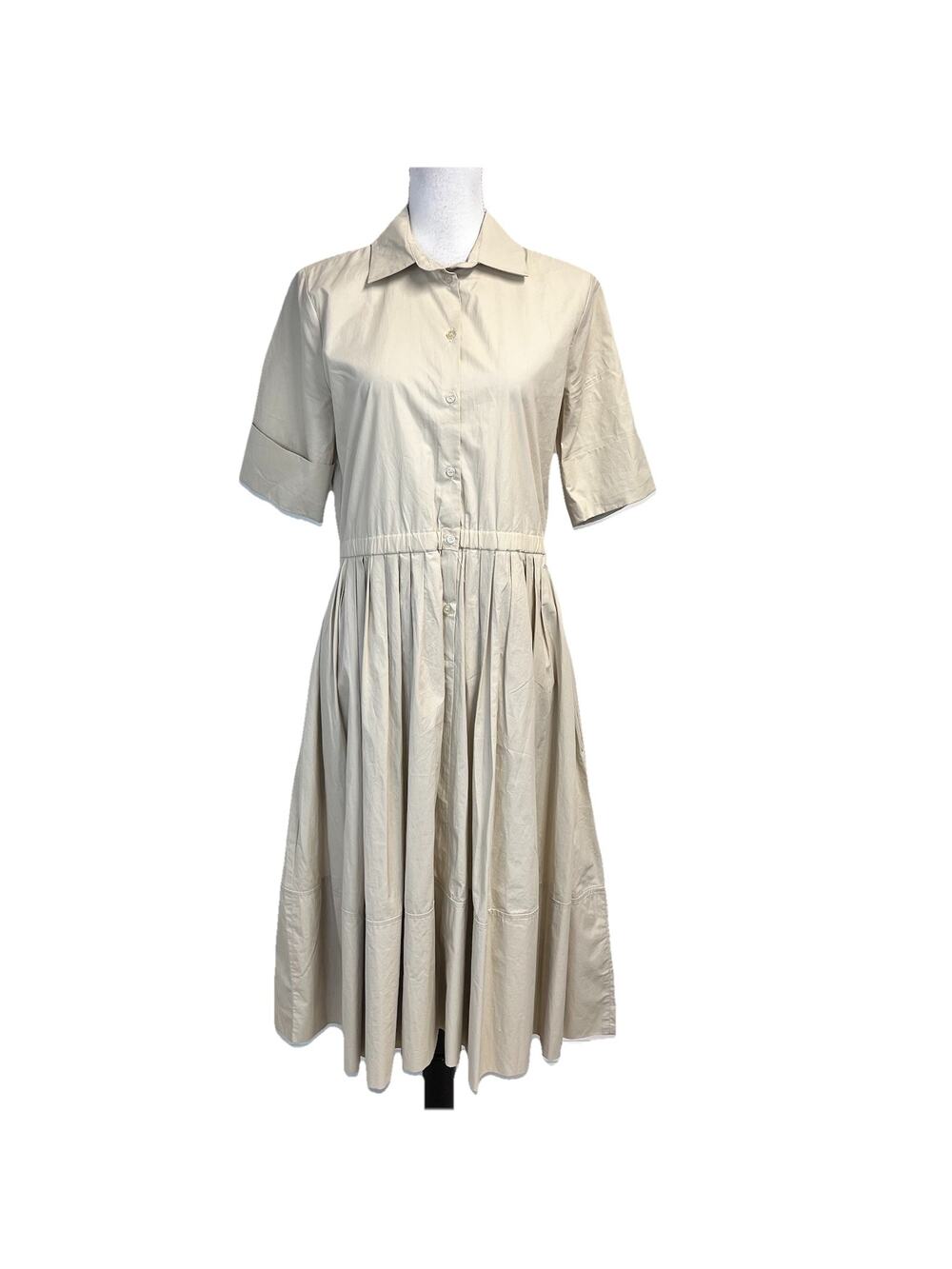 Joe Fresh Dress size Medium Khaki Stone Career Church Modest Midi Safari Classic